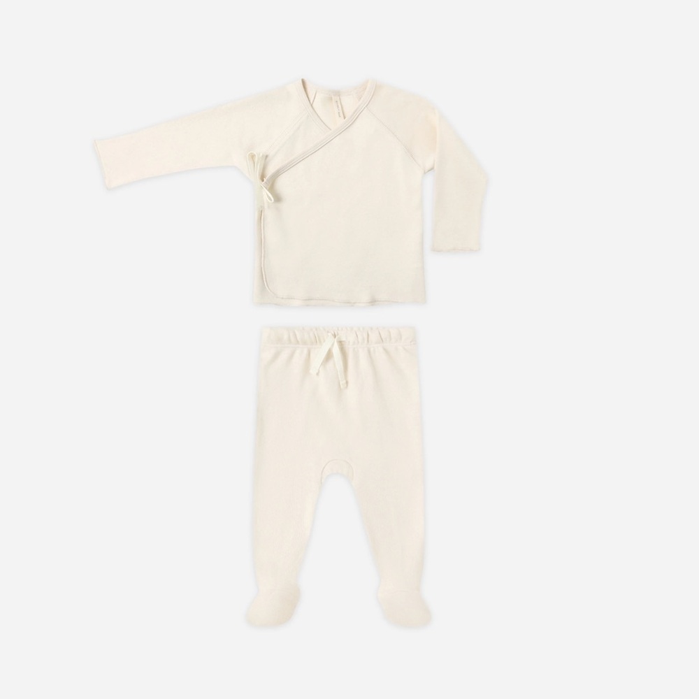 Quincy Mae Wrap Top + Footed Pant Set